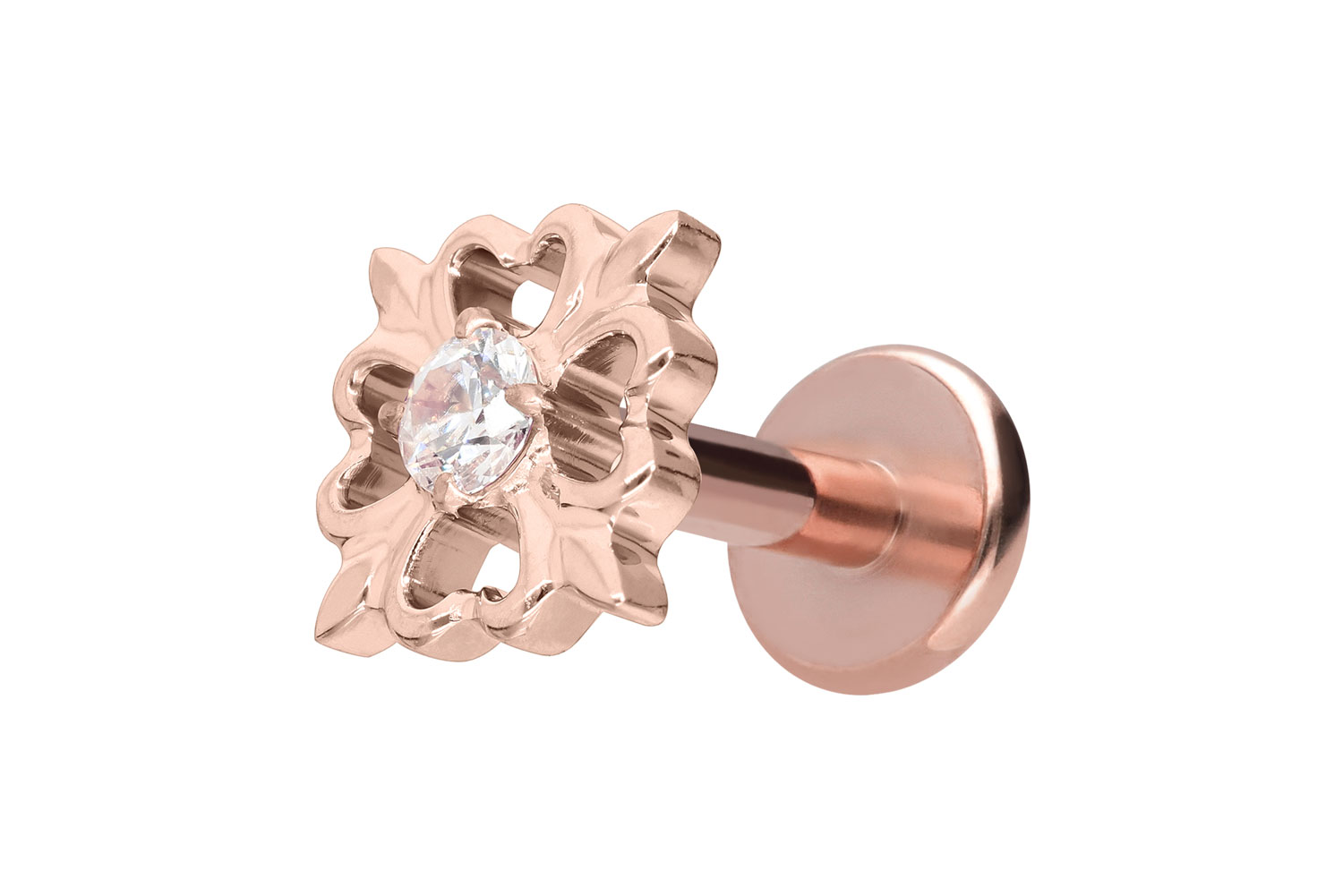 Titan Labret Piercing mit Innengewinde KLEEBLATT